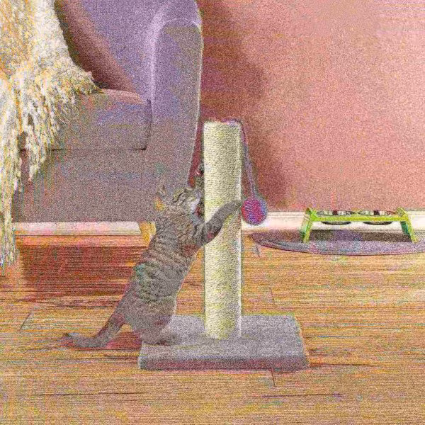 Scratching Post with Sisal Rope, Toy, and Paw Shaped Base Interactive Play for Cats /Kitten |17-inch, Pet Adobe, Mfr#: 466789MEC